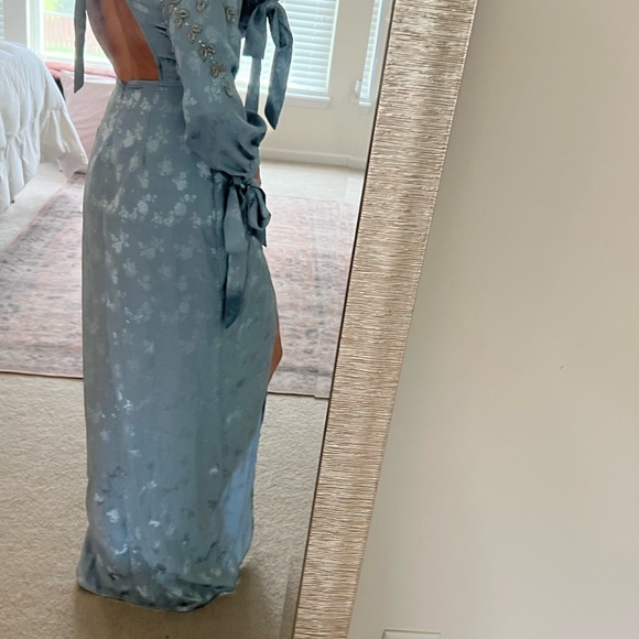 NWT ASOS Design Embellished Jacquard Blue Maxi Gown - Picture 8 of 11